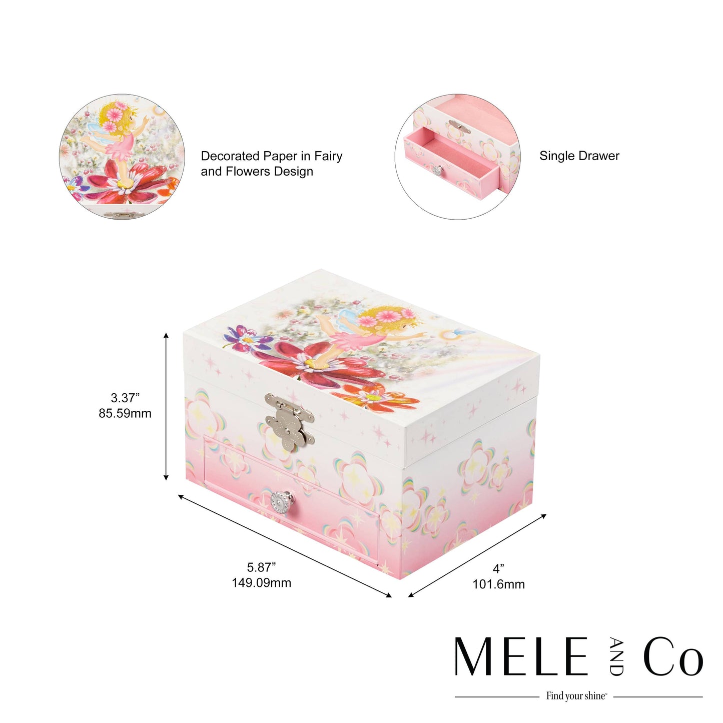 Mele and Co Ashley Girls Musical Fairy Jewelry Box