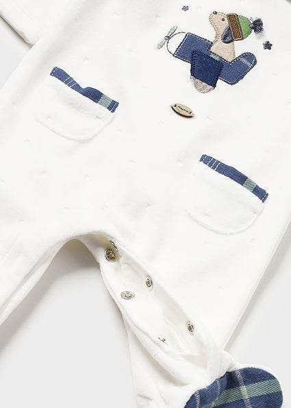 Velour Onesie- Doggie Airplane