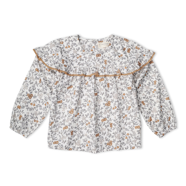 Organic Ruffle Cotton Blouse - Ivy