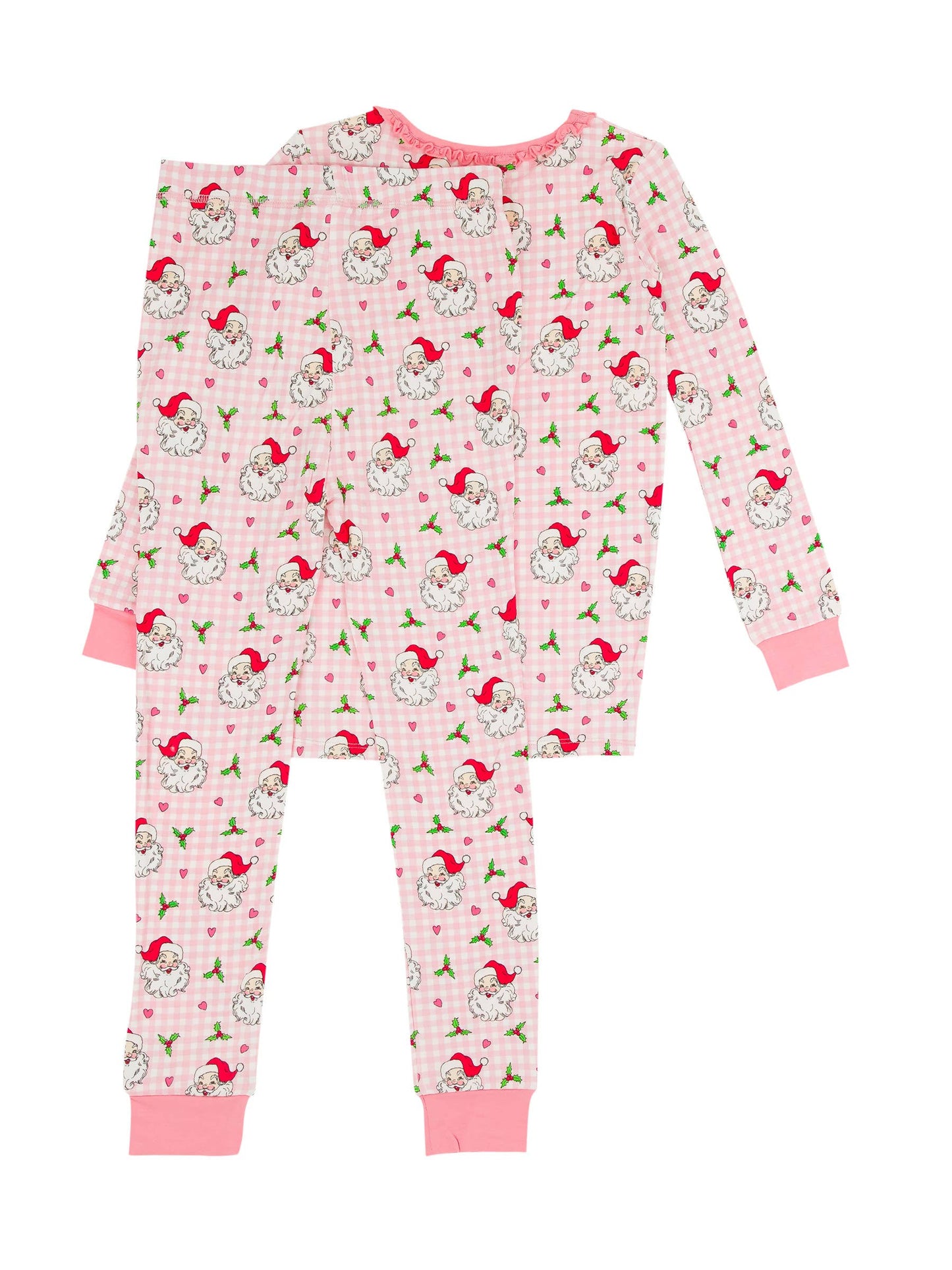 Girls Dear Santa Bamboo Viscose Ruffle Long Sleeve Pajama Set