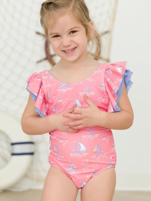 Pink Seas the Day Butterfly One Piece