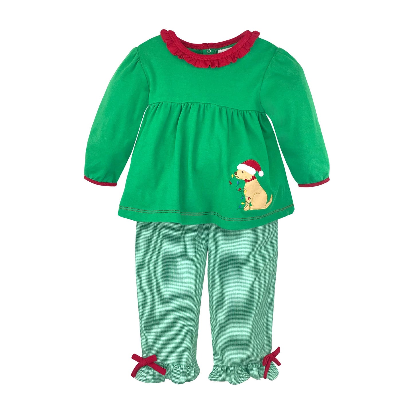 Christmas Dog Ruffle Top & Pant Set