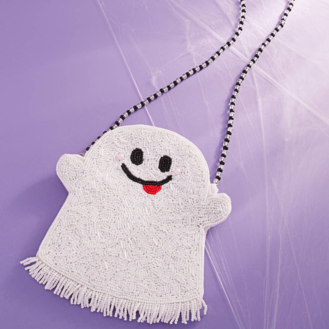 Halloween Seed-Beaded Ghost Crossbody Bags