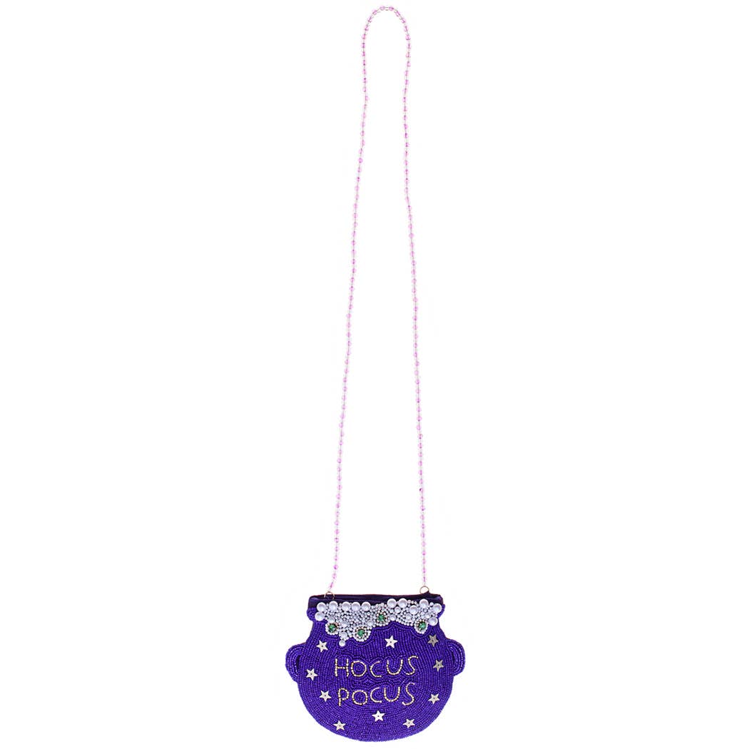 Halloween Beaded Witches Cauldron Crossbody Bags