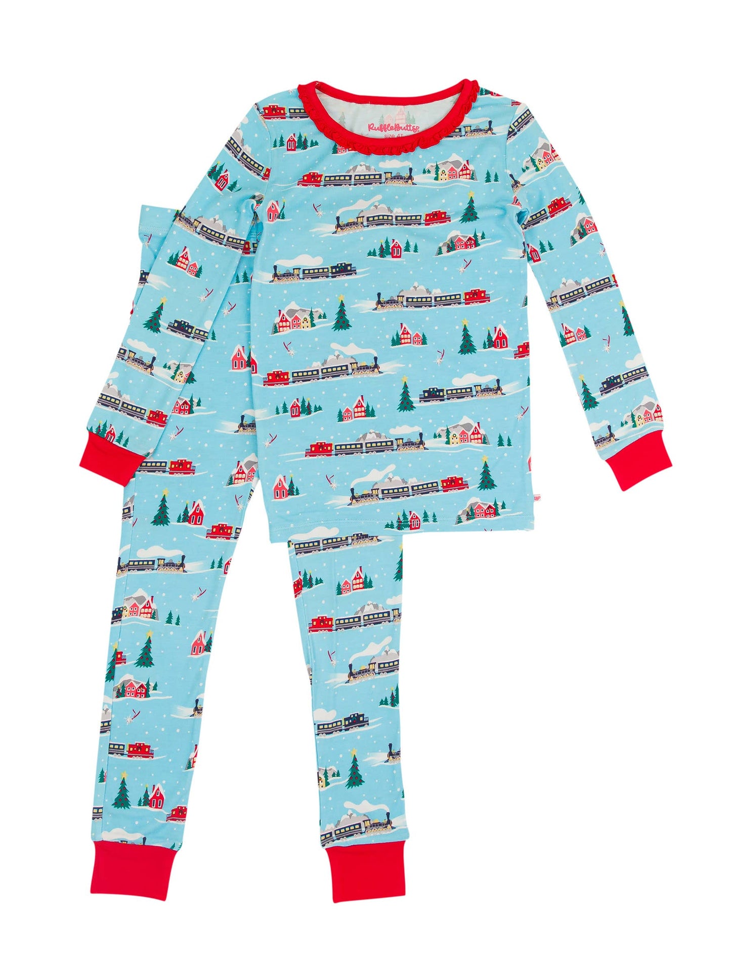 Toddler Girls Winter Express Bamboo Viscose Ruffle Long Sleeve Pajama Set