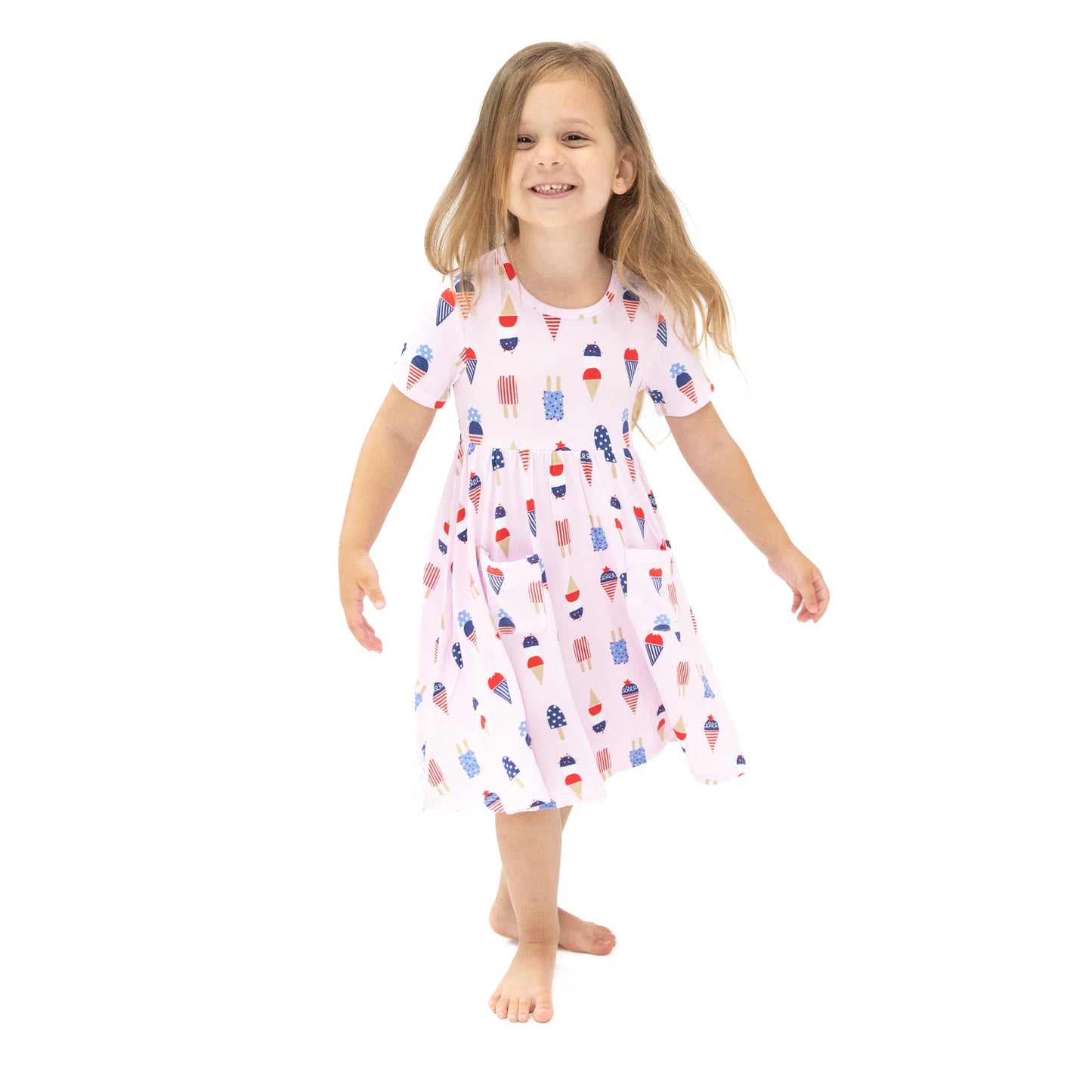 Short Sleeve Twirly Dress - American Ice Cream