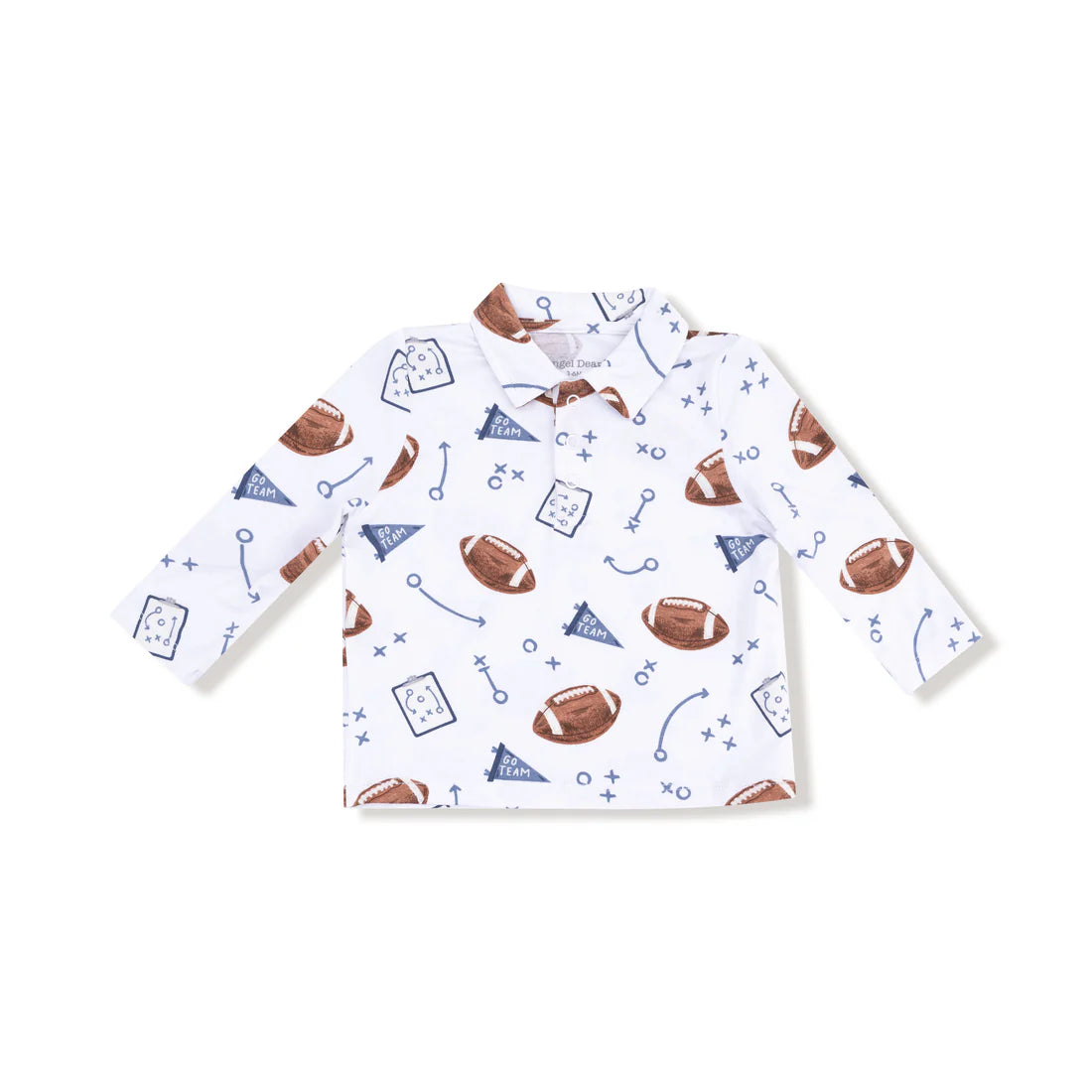 Touchdown Time - Navy Polo Long Sleeve Shirt