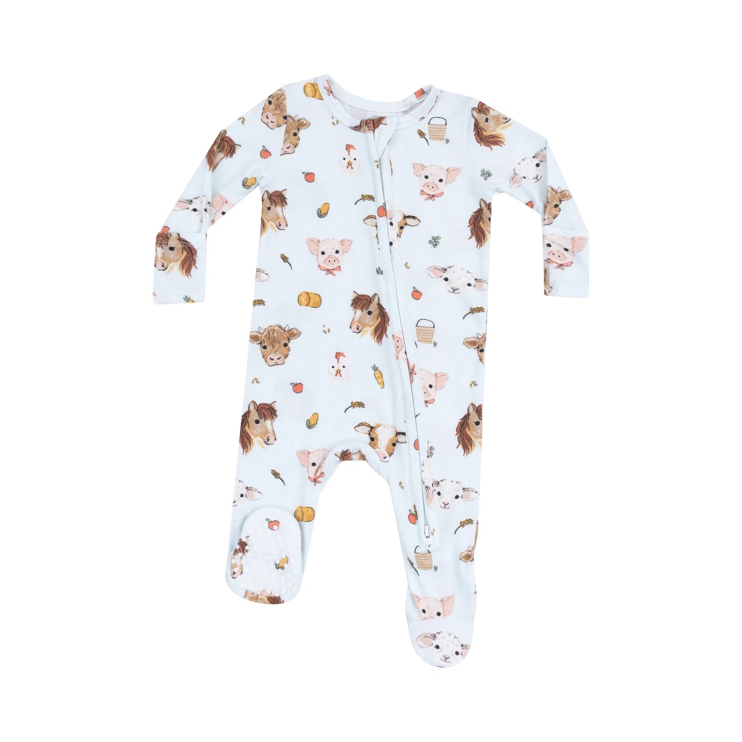 2 Way Zipper Footie - Vintage Animals Faces