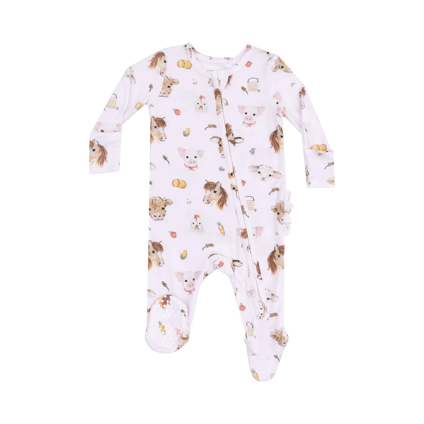 2 Way Zipper Footie - Vintage Animals Faces