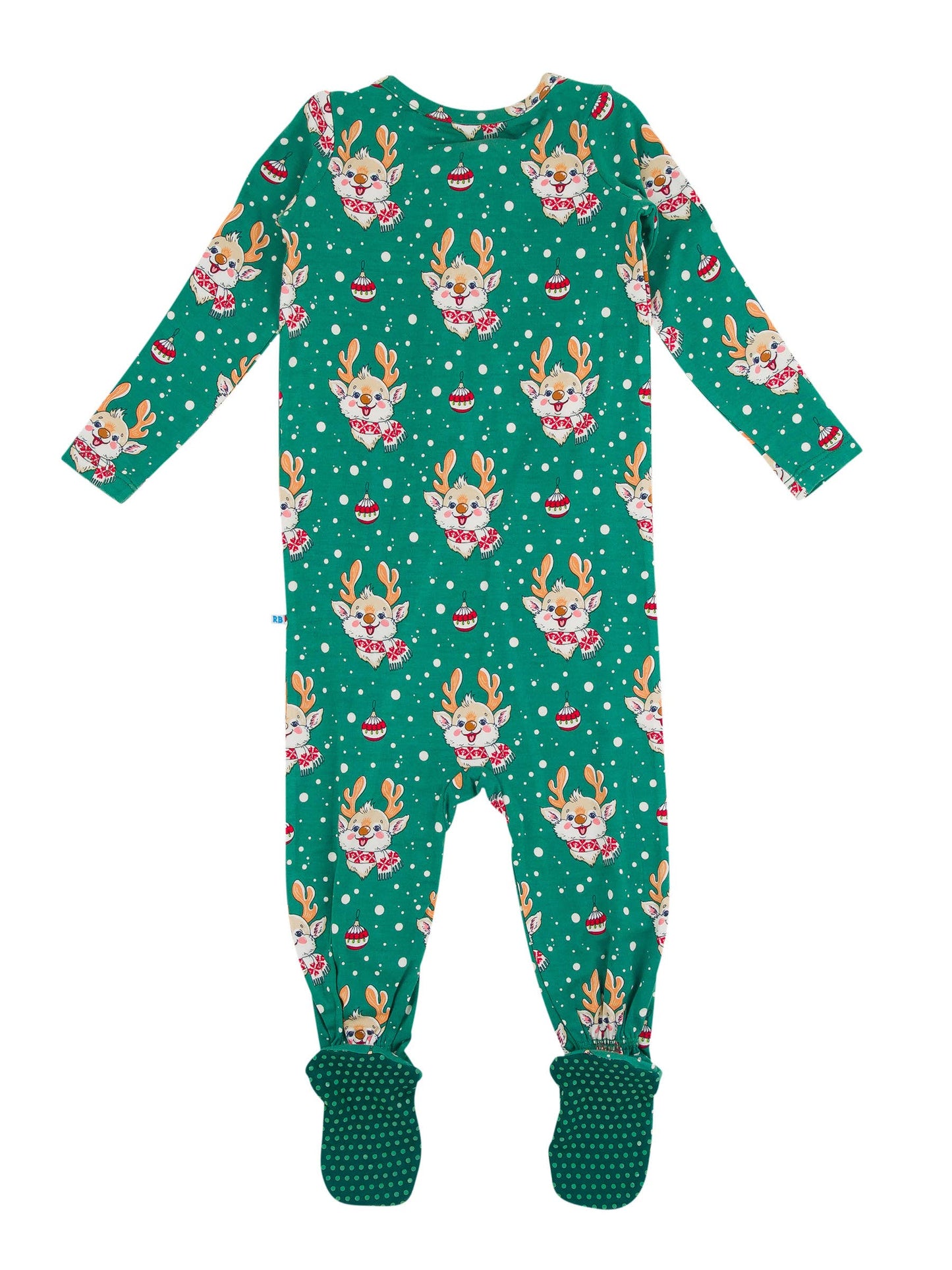 Baby Boys Reindeer Cheer Bamboo Viscose Footed One Piece Pajama