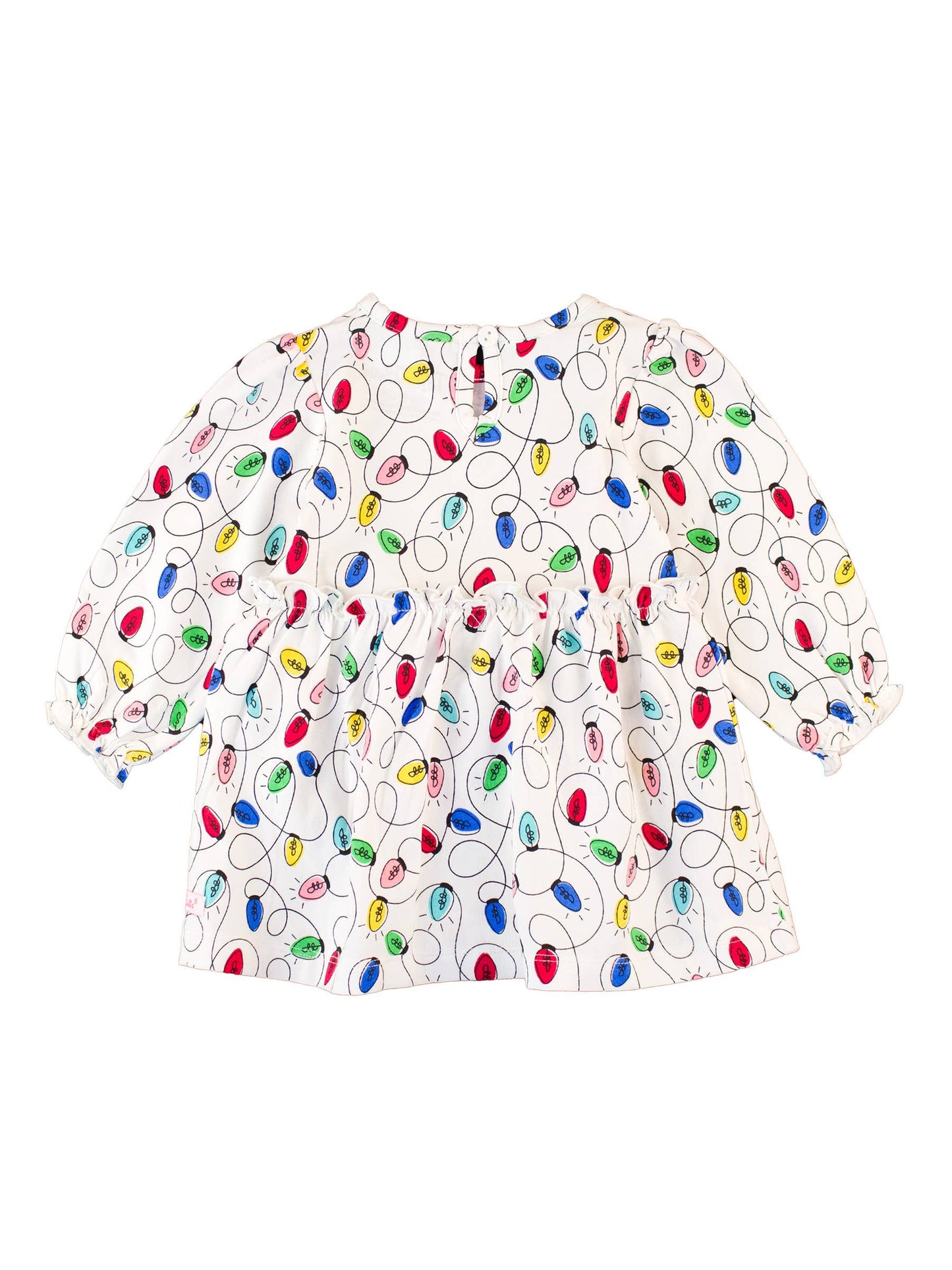 Baby Girls Holiday Lights Knit Long Sleeve Skirted Romper