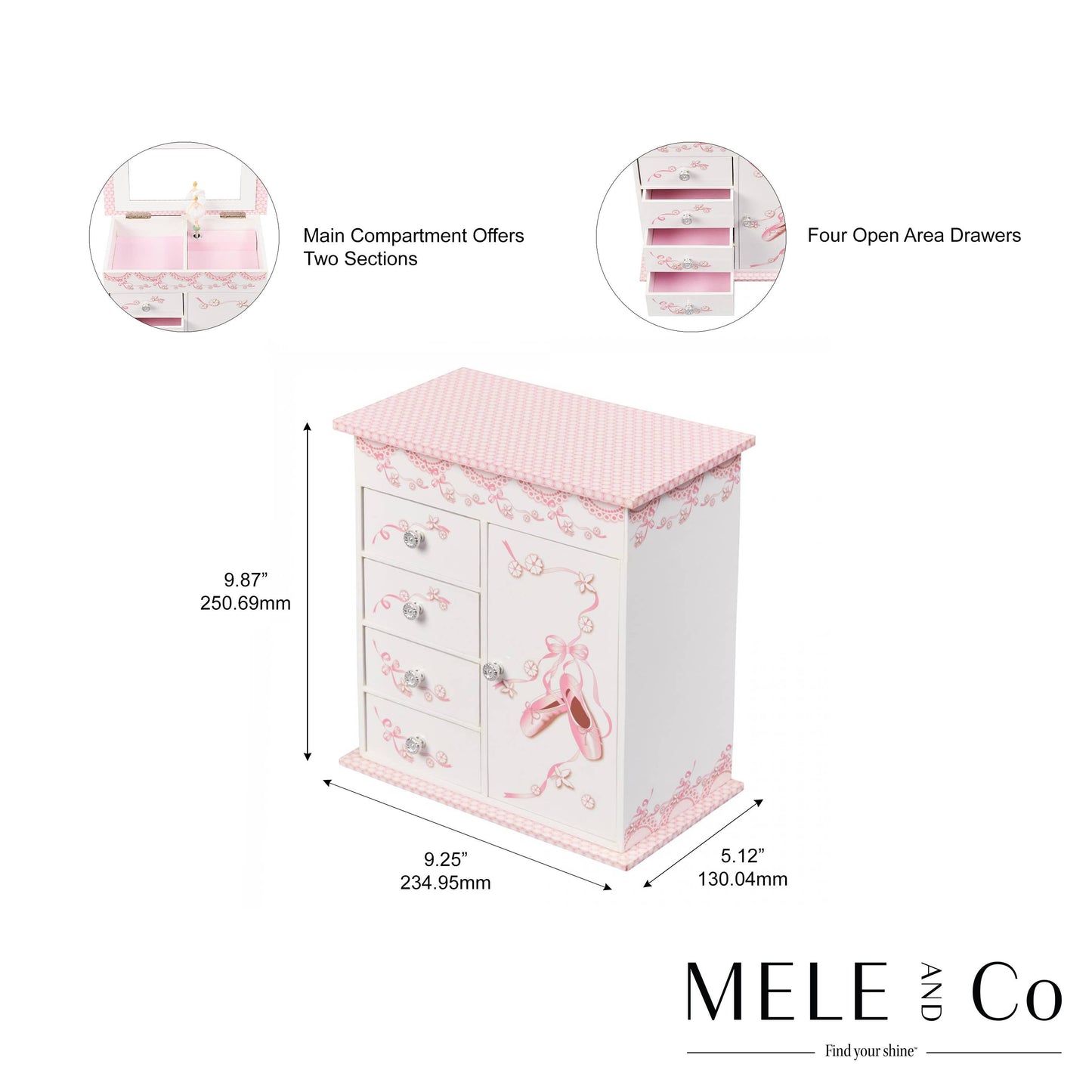 Mele and Co Cristiana Girl's Musical Ballerina Jewelry Box