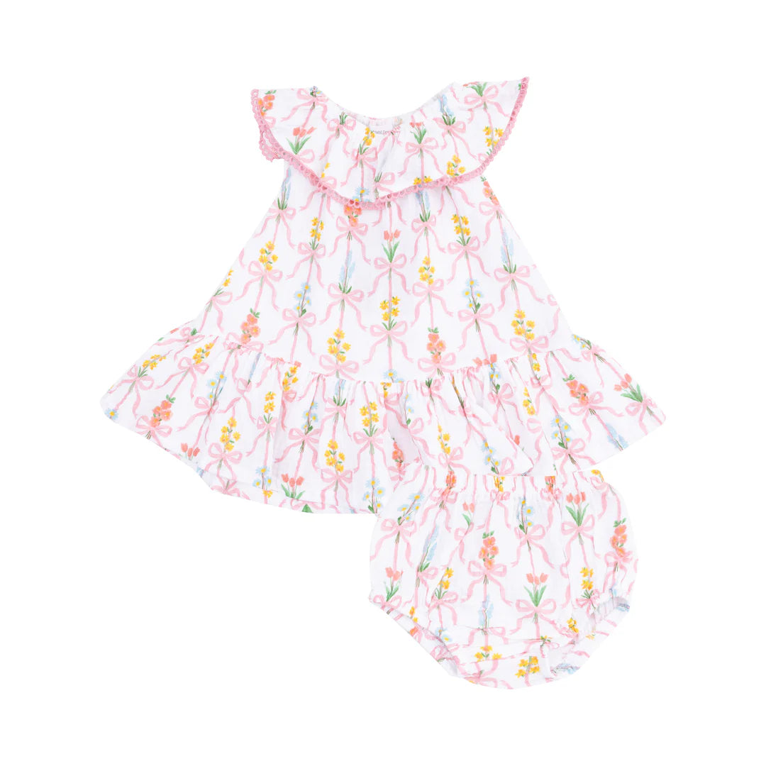 Circle Neck Ruffle Dress - Ribbon Bouquets