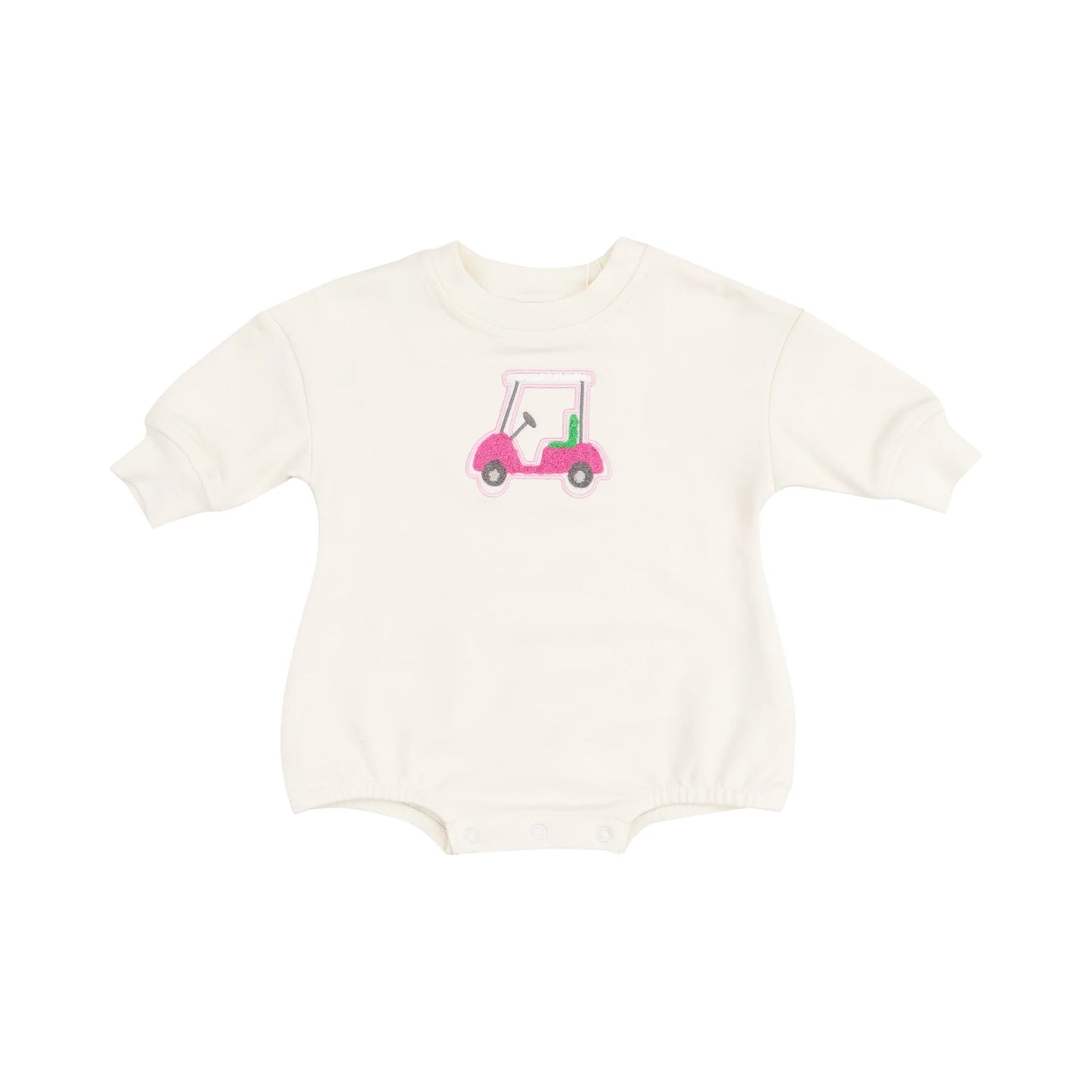 French Terry Sweatshirt Bubble with Chenille Patch - Golf Cart Pink