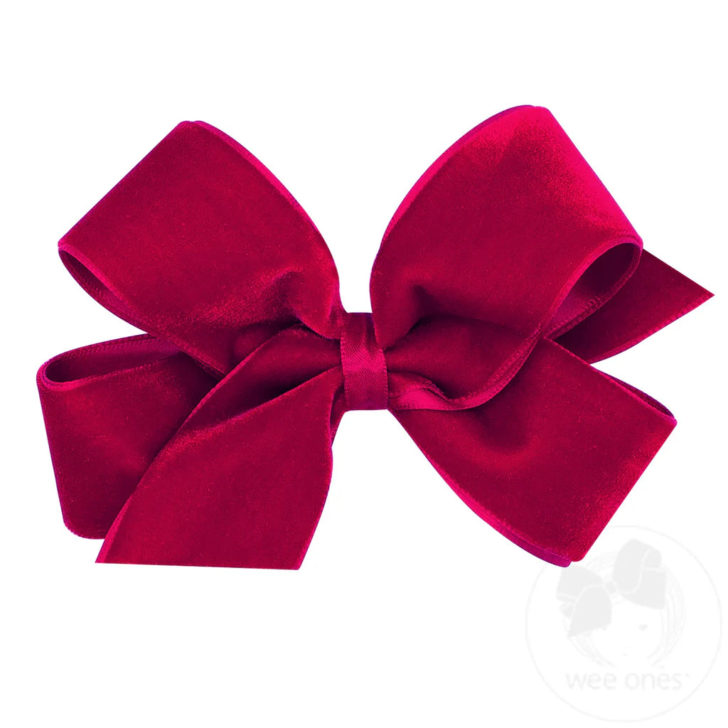 Medium Classic Velvet Bow with Satin Lining-Cardinal