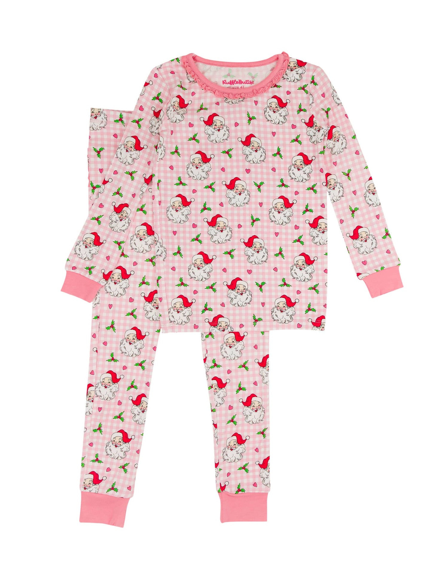 Toddler Girls Dear Santa Bamboo Viscose Ruffle Long Sleeve Pajama Set