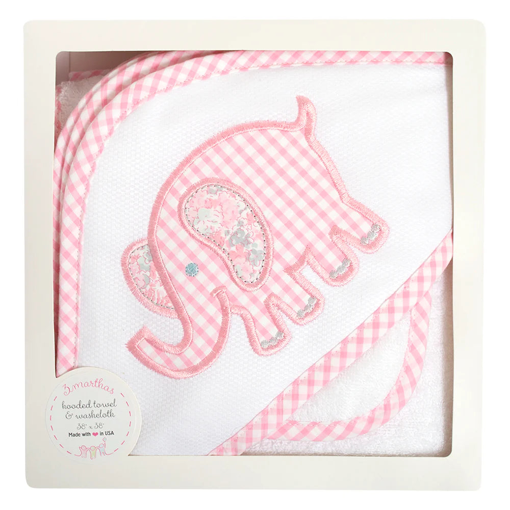 Elephant Hooded Towel Set-Pink