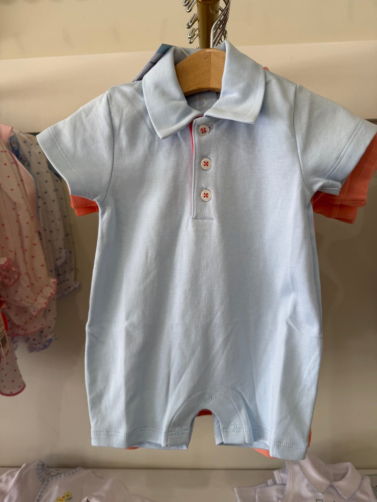 Pima Ryan Romper-blue with coral