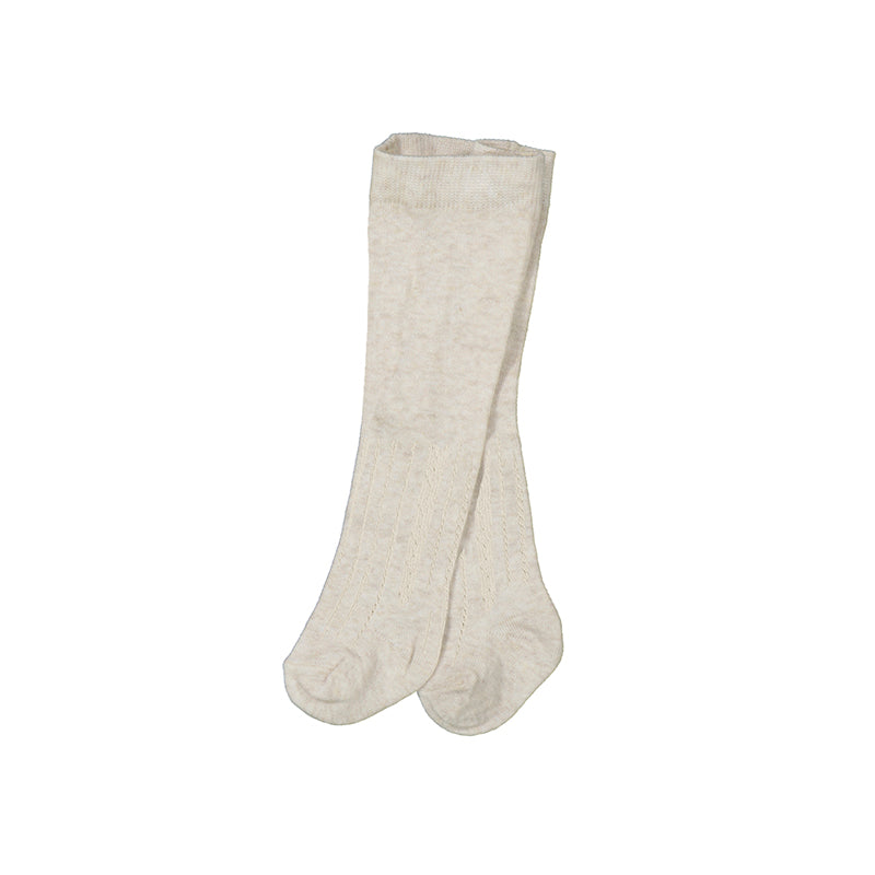 Baby Girl Woven Tights- Milk