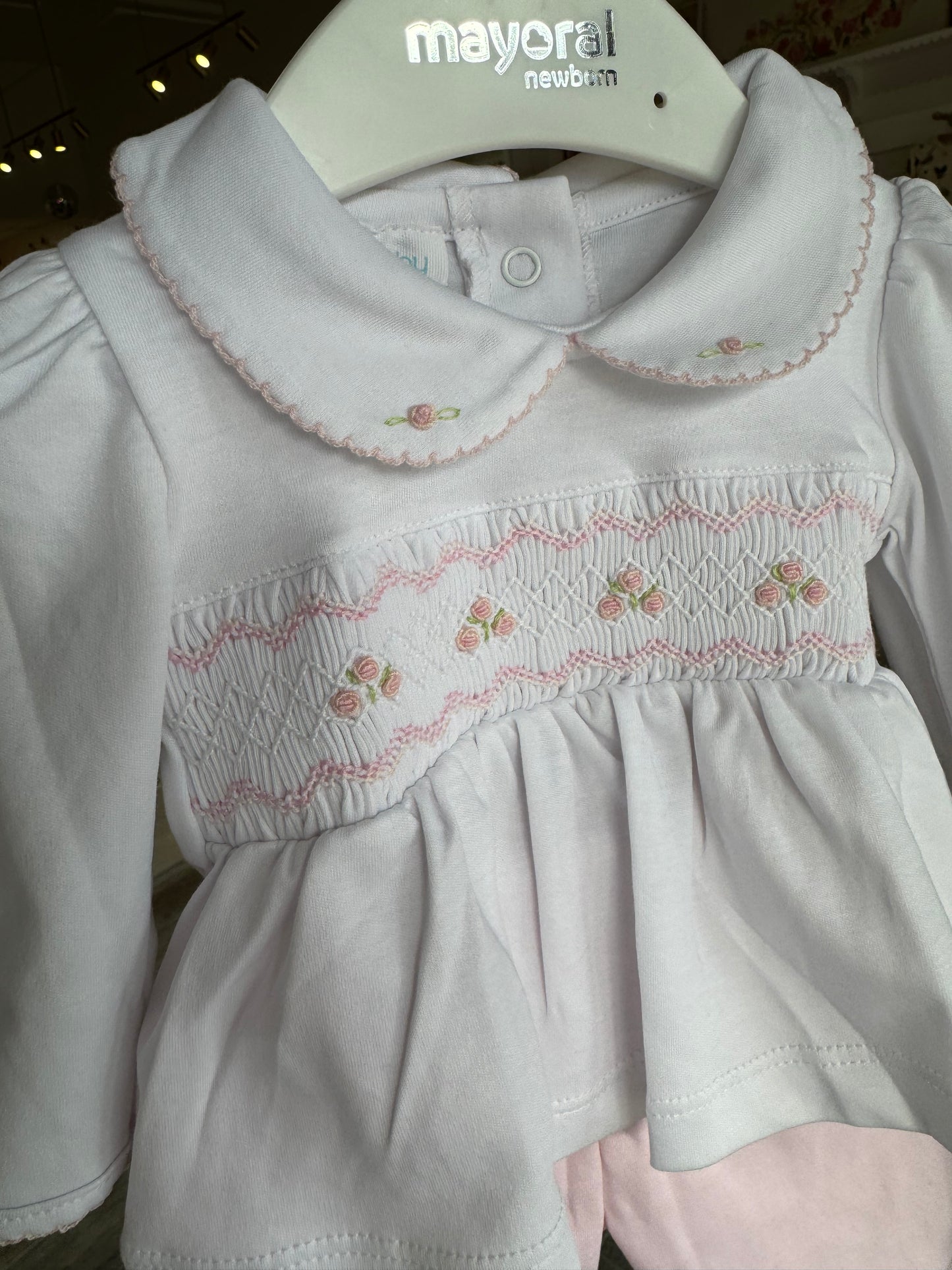 Emily and Ethan Smocked Collared 2pc Pant Set - Pink Girl