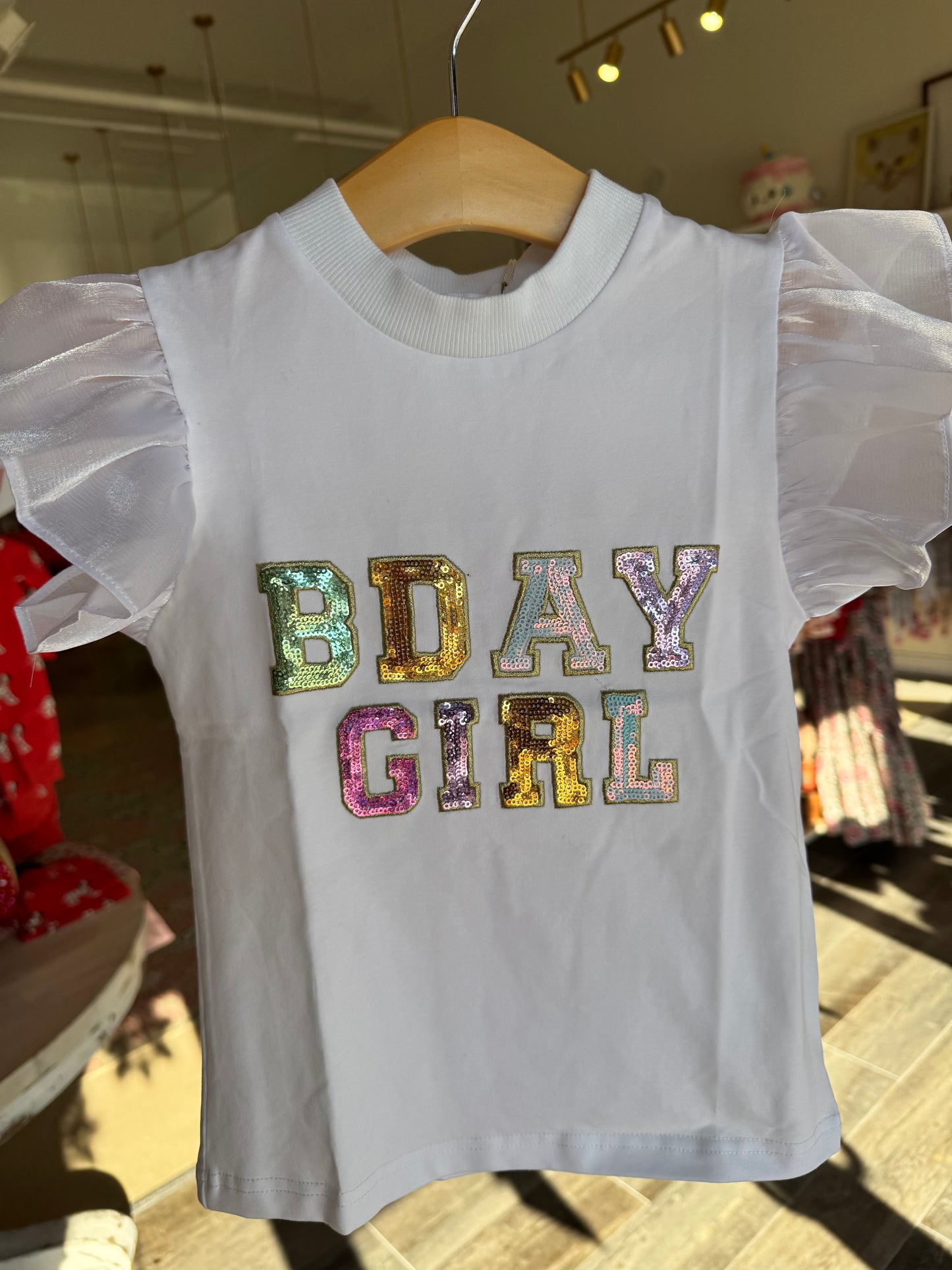 Birthday Sequin Shirt with Flutter Sleeve
