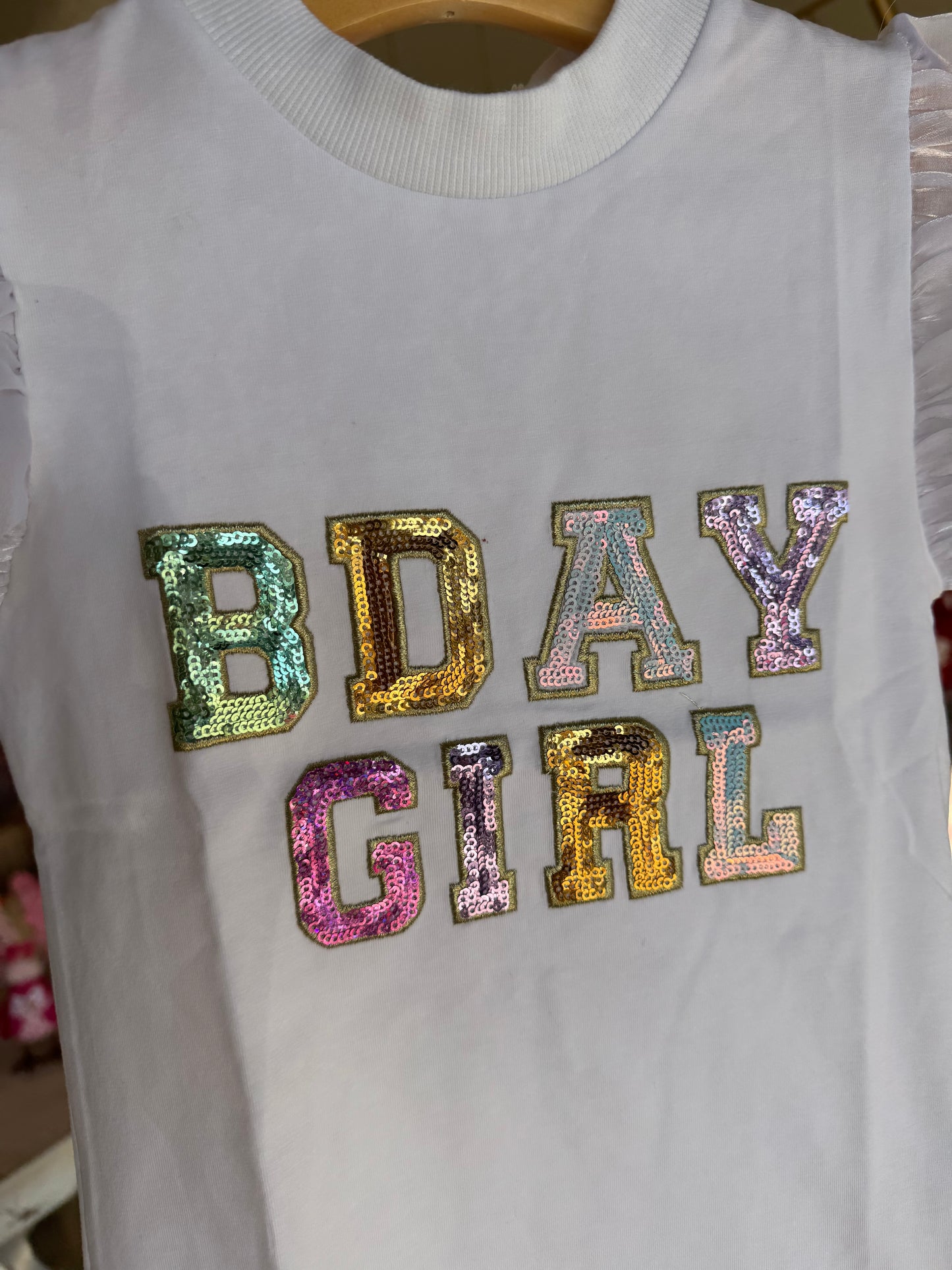 Birthday Sequin Shirt with Flutter Sleeve