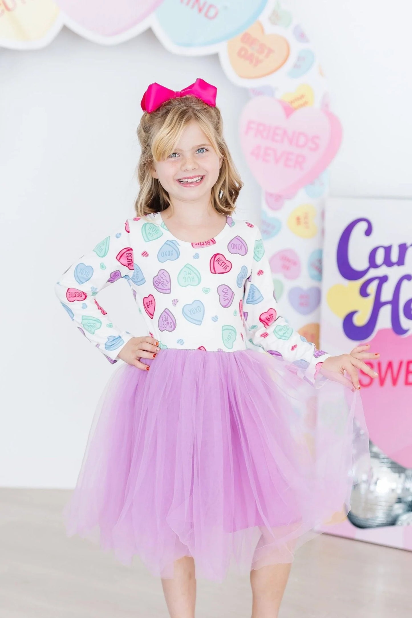 Candy Hearts Long Sleeve Tutu Dress