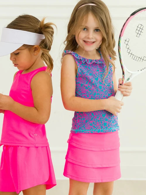 Neon Glow Active Ruffle Tank Top