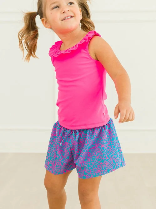 Neon Magenta Active Ruffle Tank Top