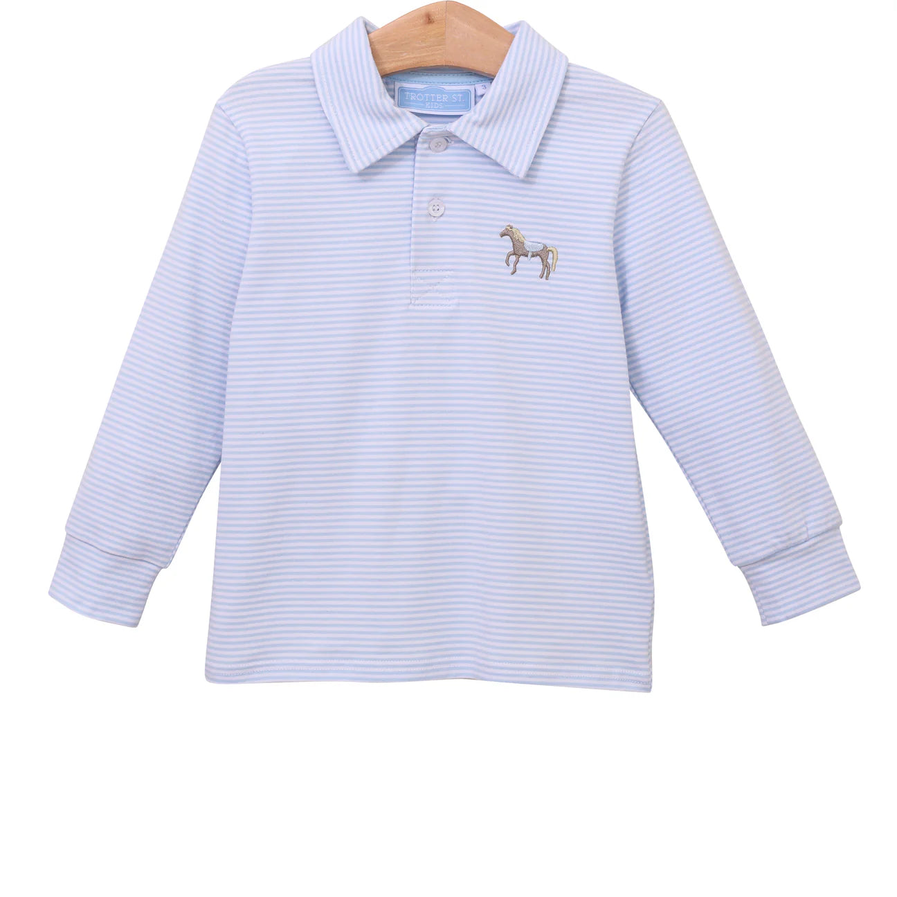 Horse Embroidery Long Sleeve Polo