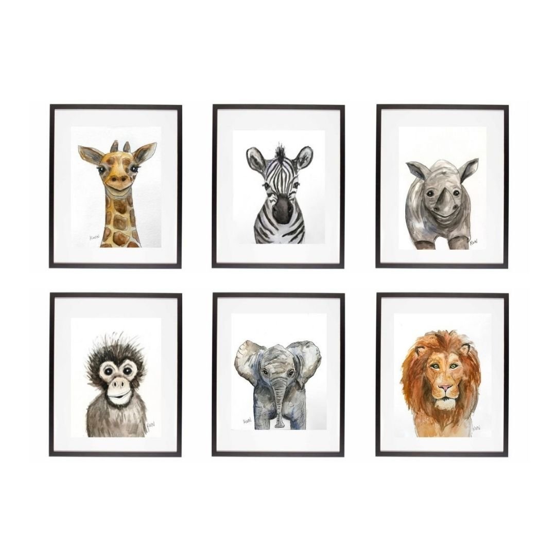 Watercolor Animal Prints- 8x 10