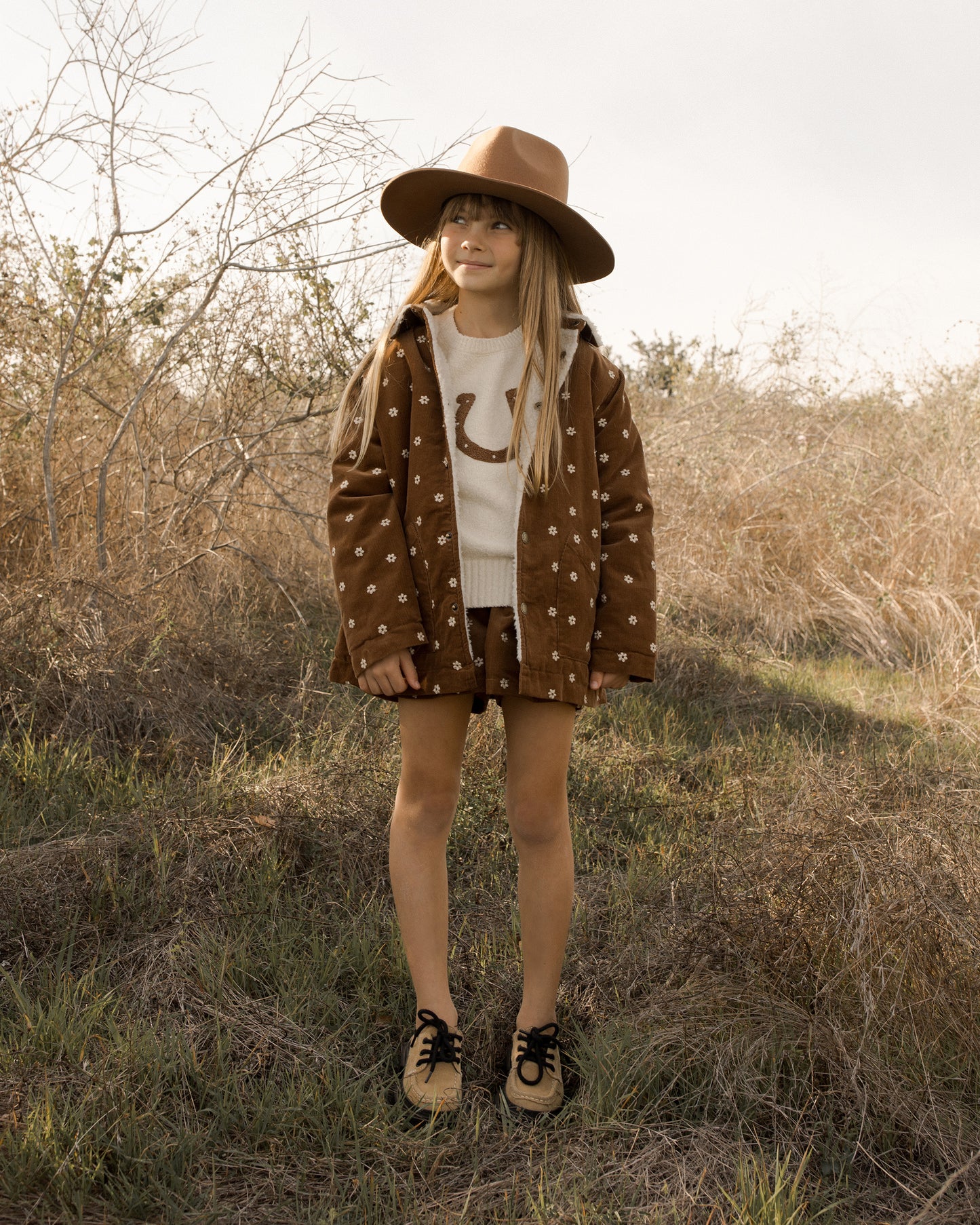 Long Chore Coat- Floral Embroidery