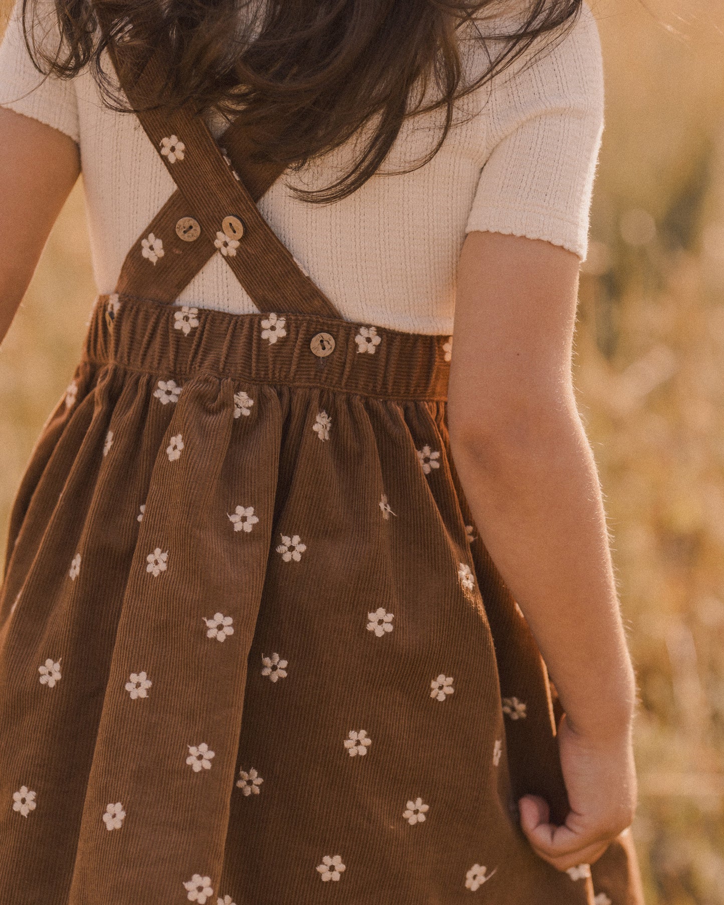 Corduroy Pinafore- Floral Embroidery