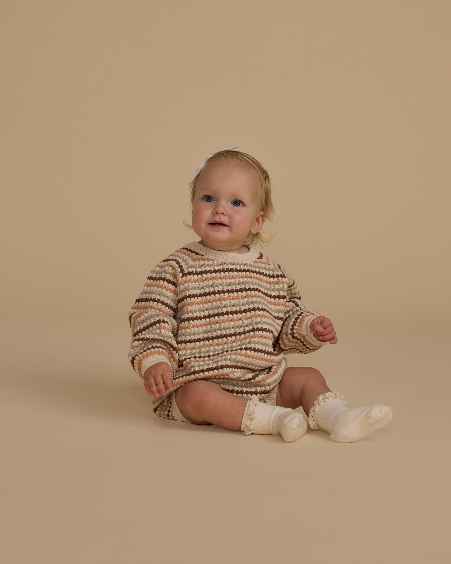 Crewneck Romper- Honeycomb Stripe