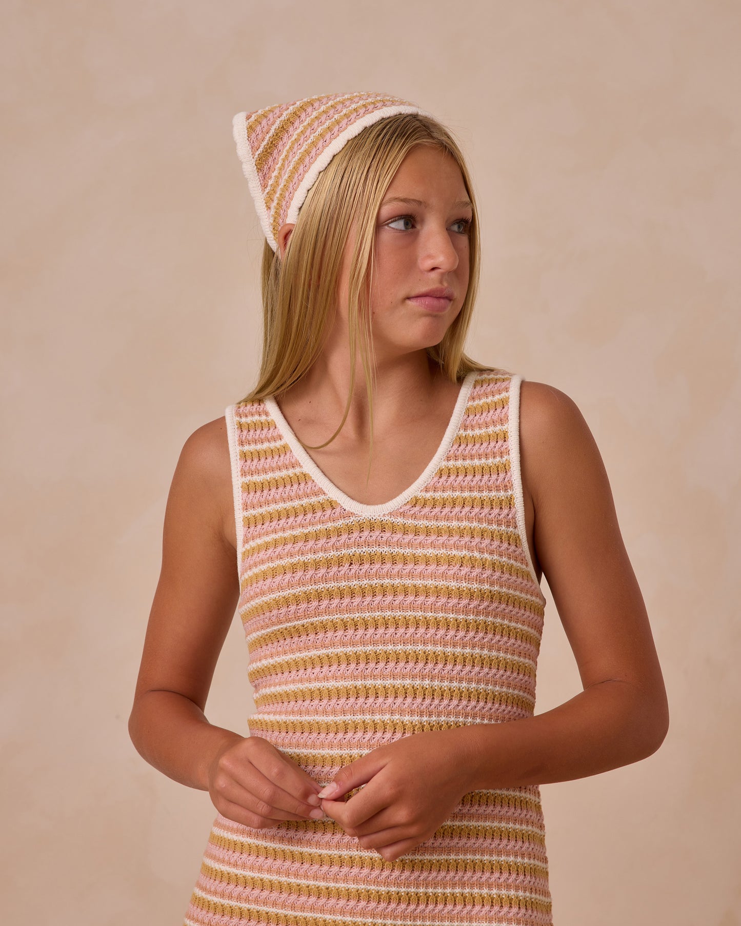 Crochet Tank Mini Dress || Pink Stripe
