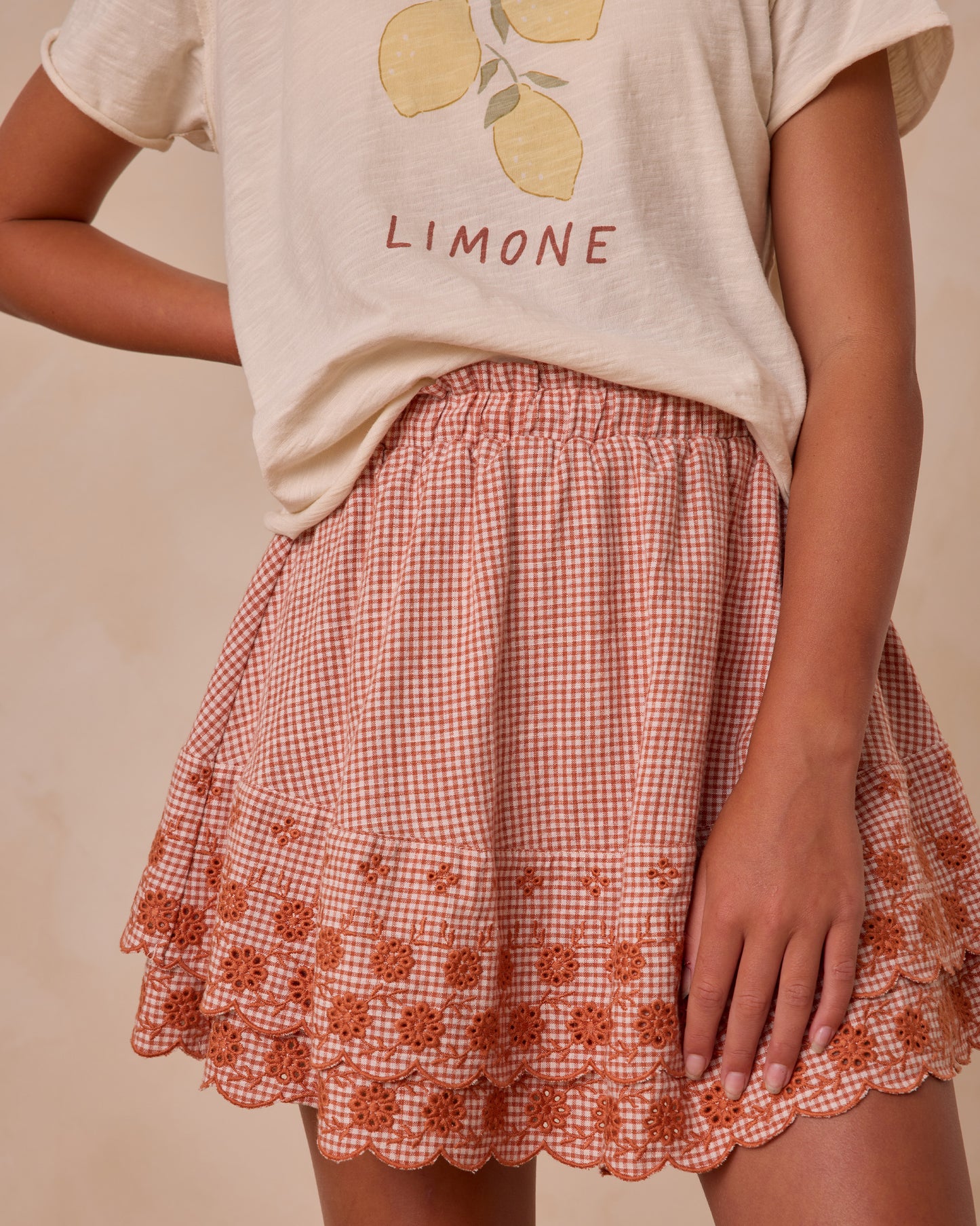 Rose Mini Skirt || Poppy Gingham