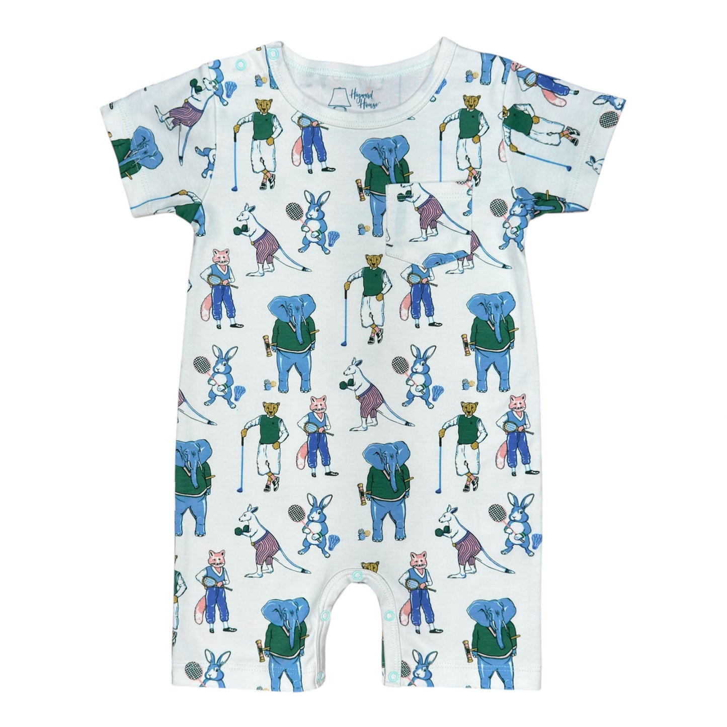 Boys SS Romper- Athletic Animal Club