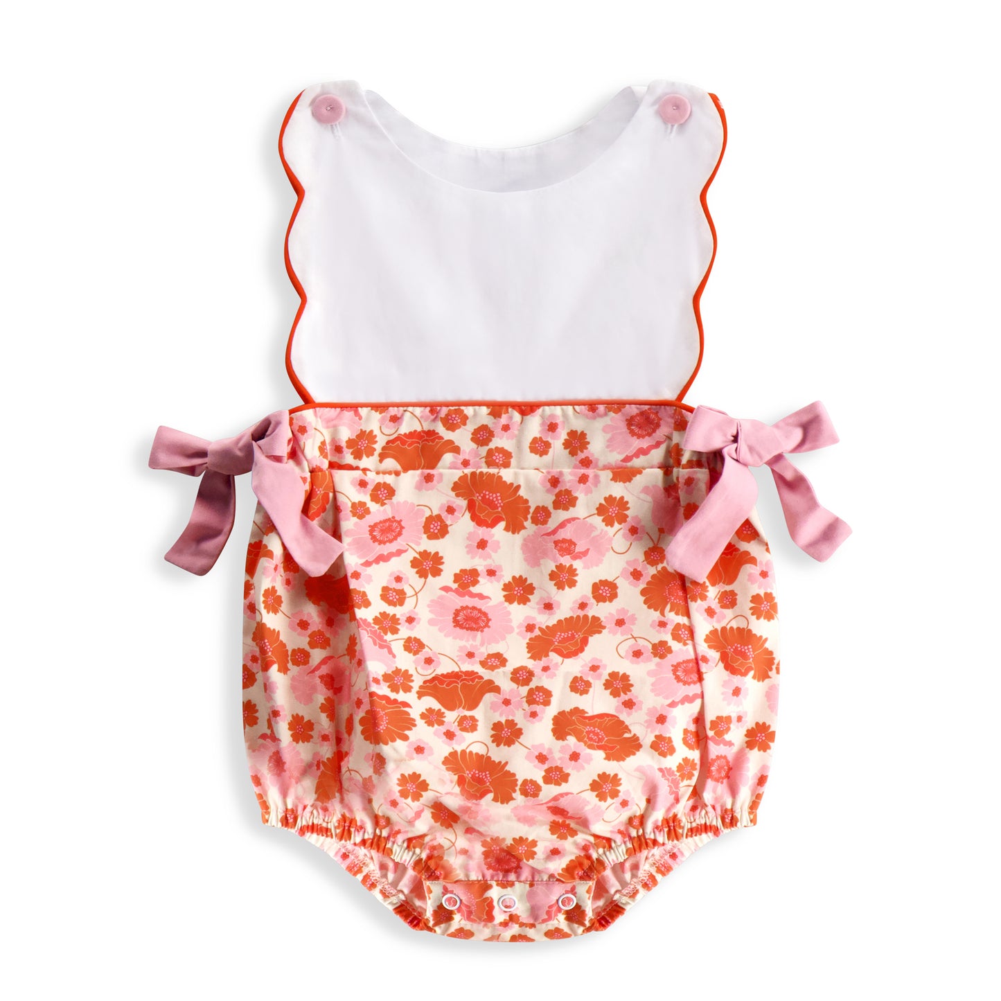 Pink Daisy Floral Scallop Edge Bubble