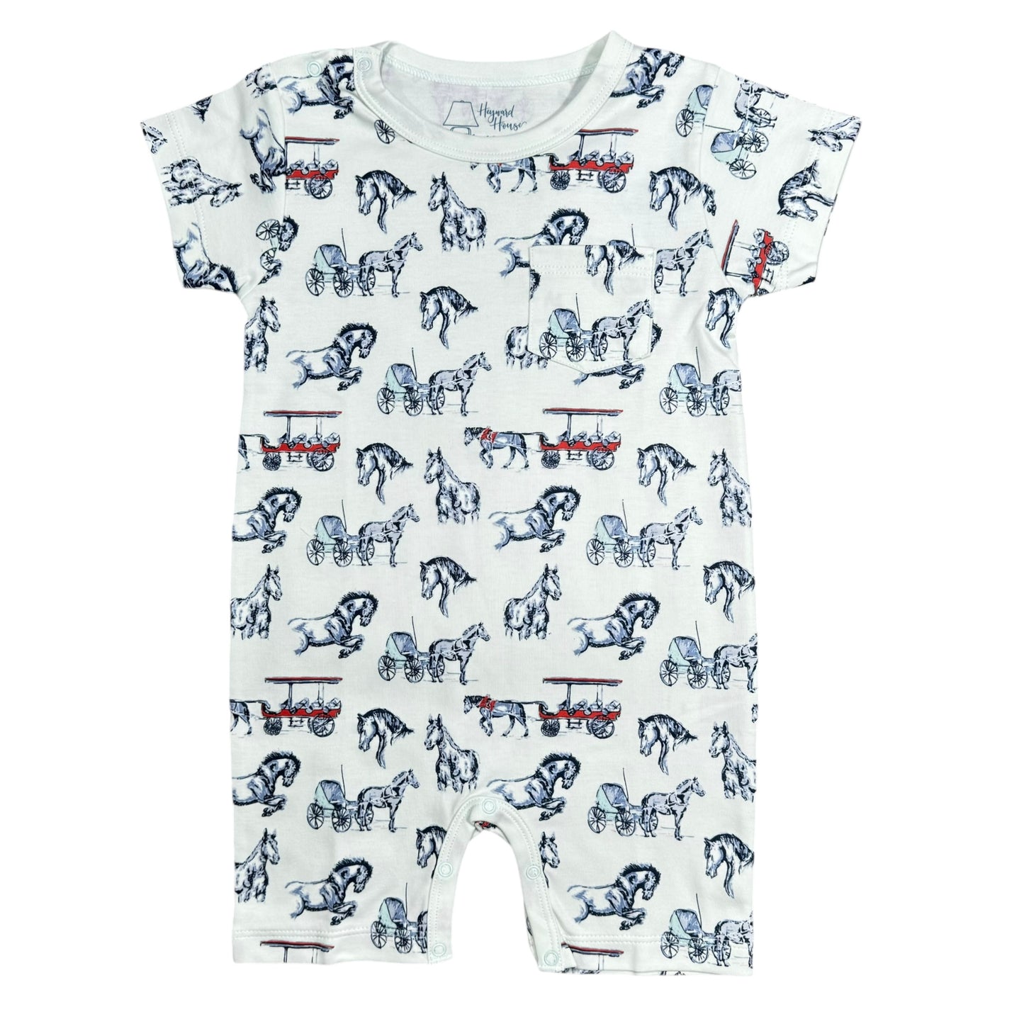 Boys SS Romper- Horse Sketches