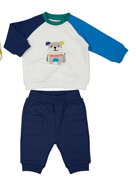 Knit set Boys- White & Blue Dog
