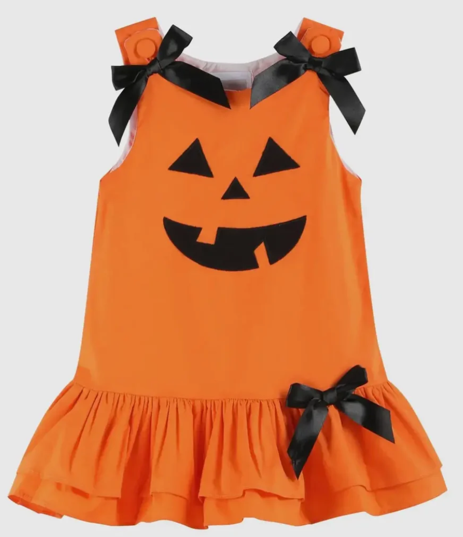 Jack-O-Lantern Pumpkin Halloween Ruffle Dress