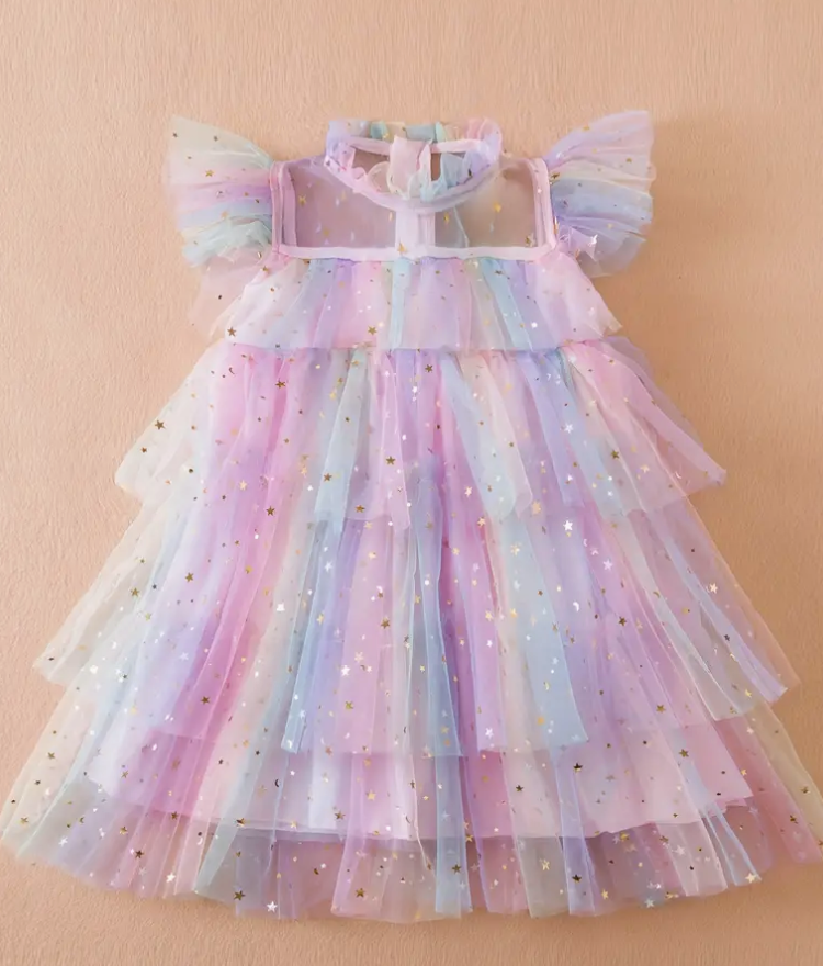 Sequin Tulle Party Dress- Pink