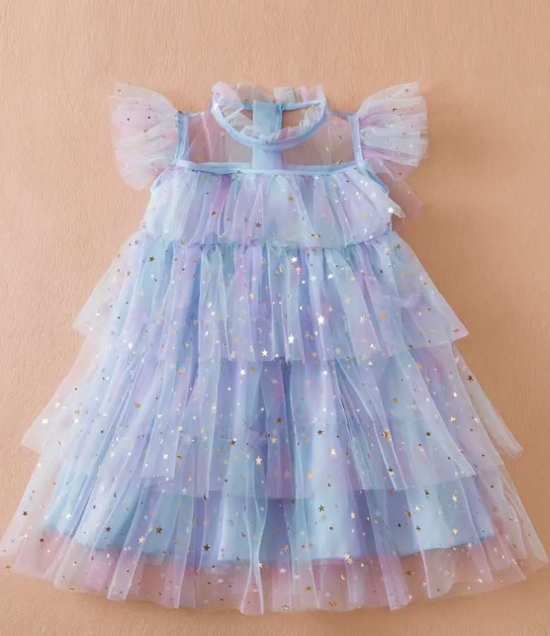 Sequin Tulle Party Dress- Blue