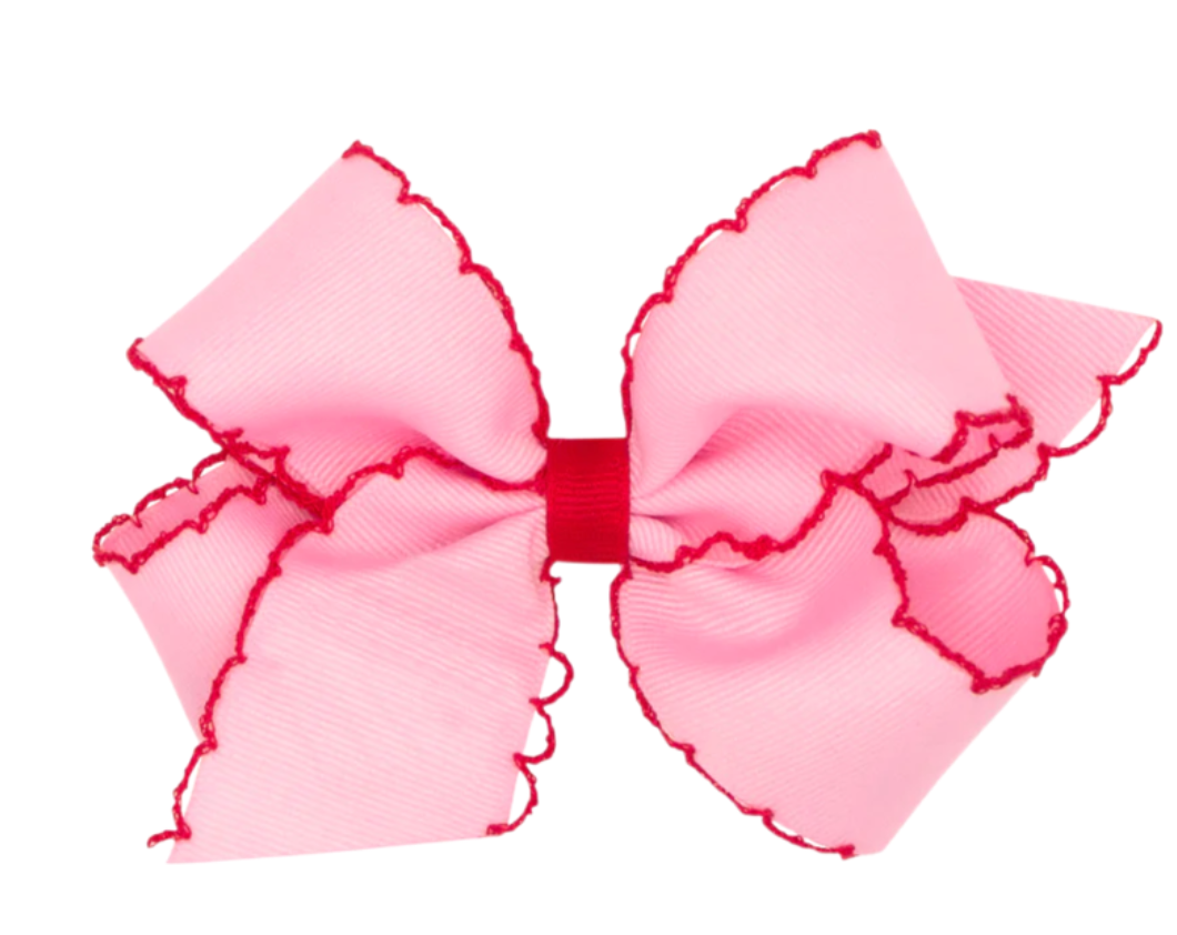 Medium PEARL PINK/RED MOONSTITCH BOW