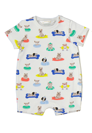 Short Dog Onesie- White