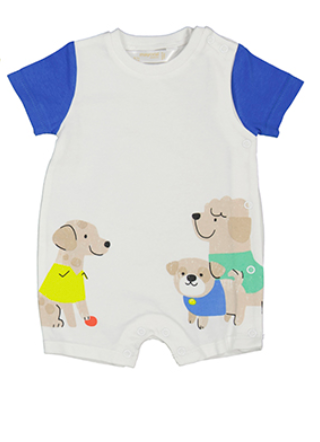Short Dog Onesie- Blue Sleeves