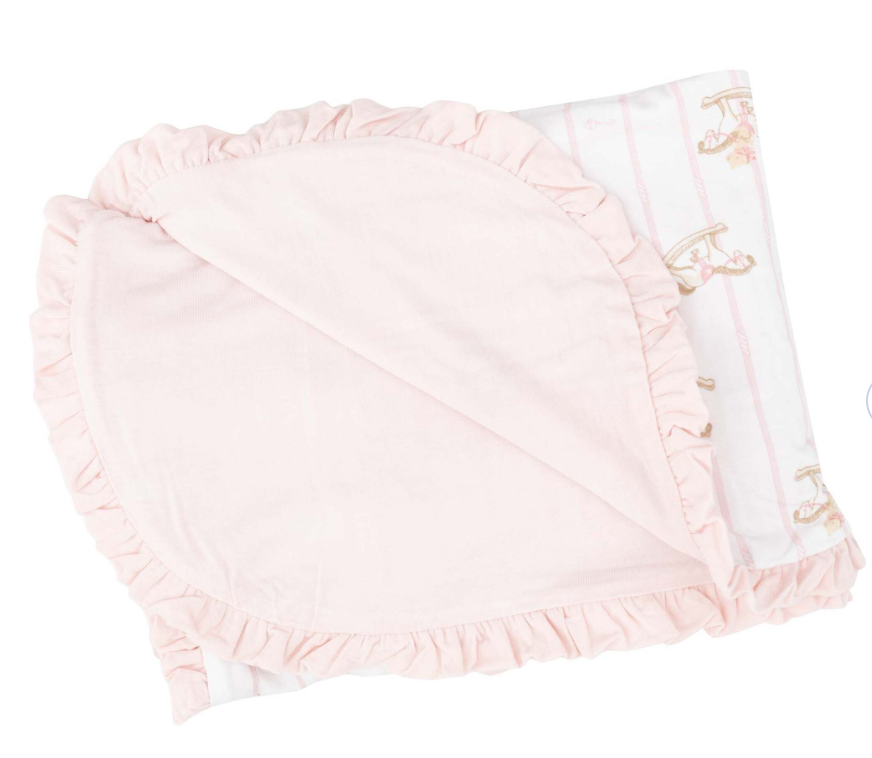Vintage Rocking Horse Baby Blanket/Swaddle-Pink