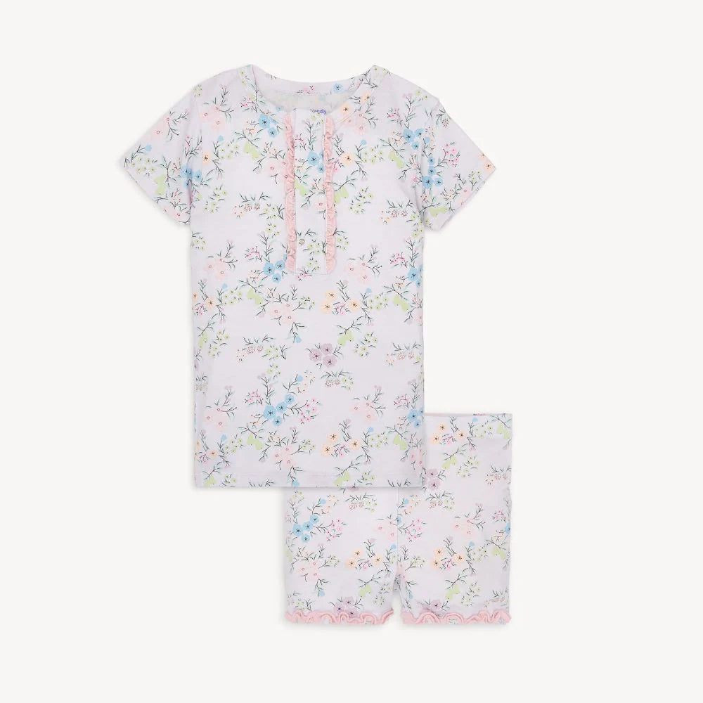 emily modal magnetic no drama pajama short sleeve short set with ruffle