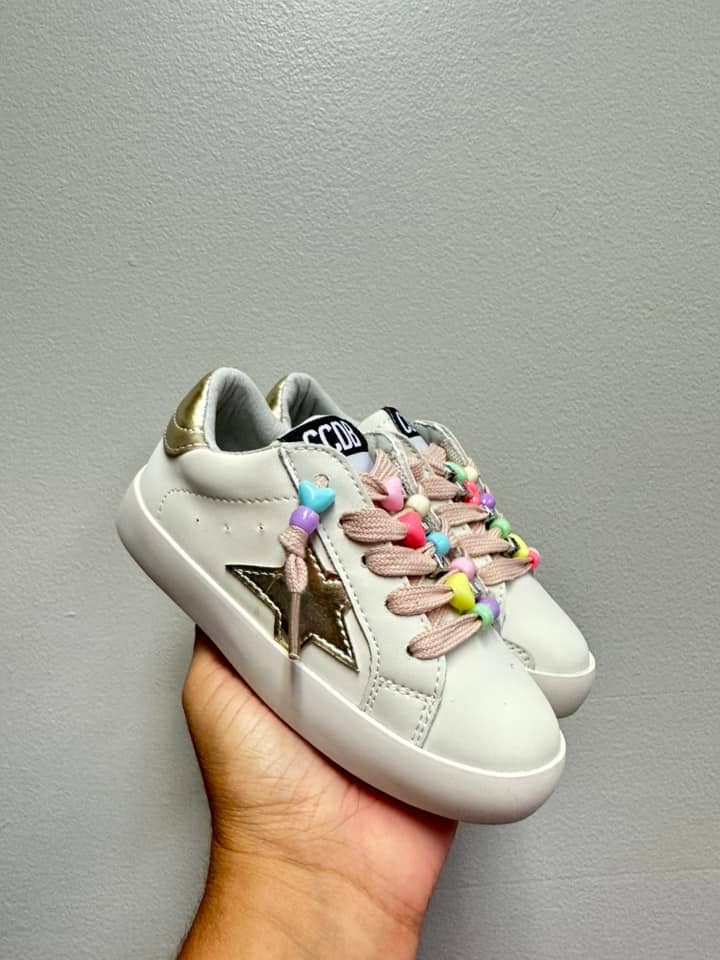 Gold Star Beaded Laces Sneakers