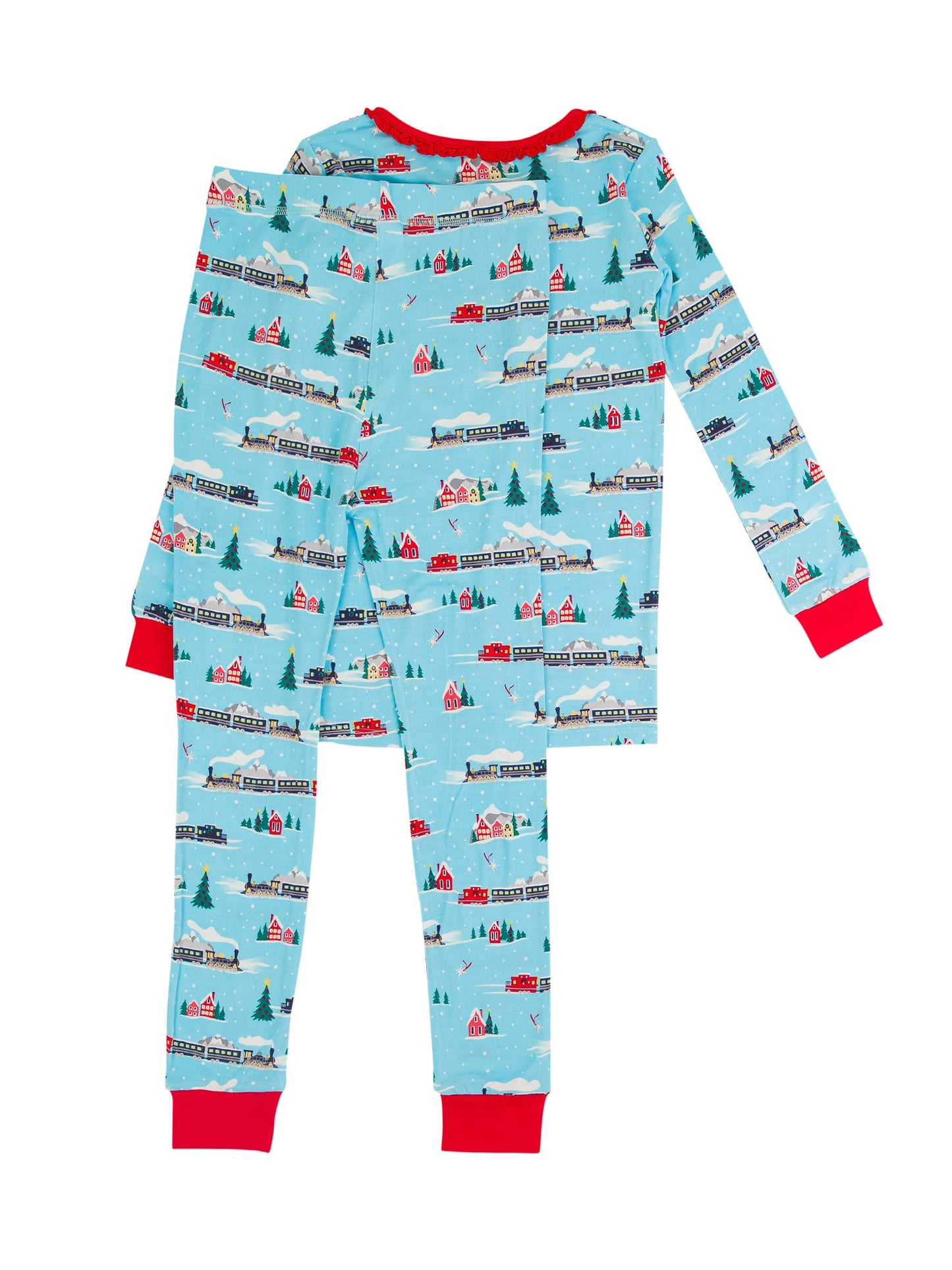 Girls Winter Express Bamboo Viscose Ruffle Long Sleeve Pajama Set
